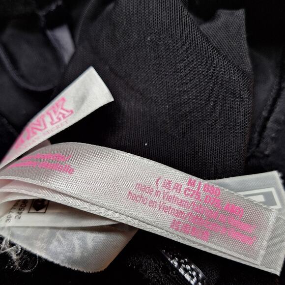 Victoria secret Pink black lace bralette adjustable T-back spellout wireless - Picture 3 of 4